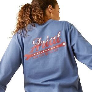 ARIAT Rebar Cotton Strong Blue T-Shirt long sleeve womens plus 3X NEW